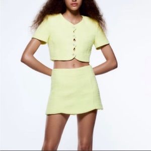 Zara textured yellow weave skort- size small- new with tags - never worn